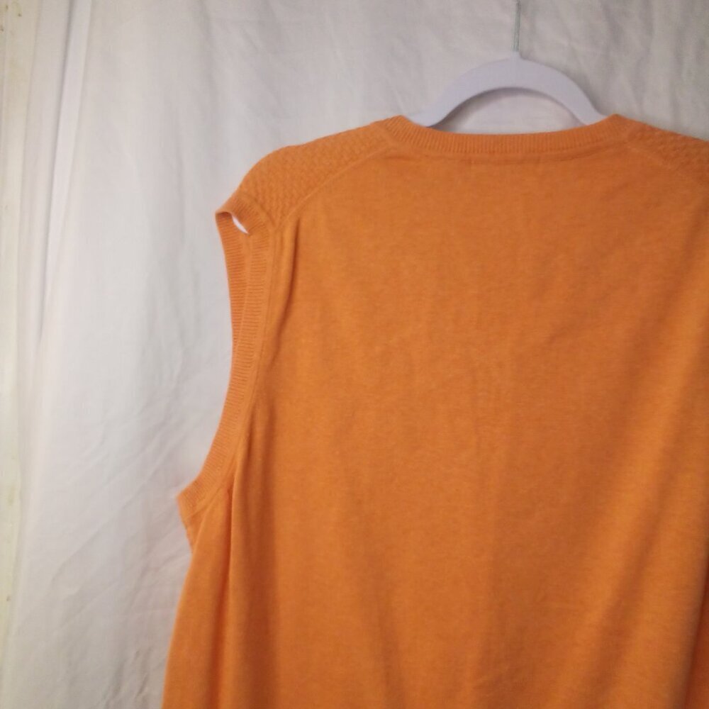 Alan Flusser Sweater Vest Men XL Sleeveless Golf Textured Orange - Picture 11 of 12